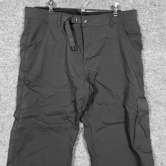 PrAna Womens Size XL Stretch Zion Slim Pant Cargo Black Buckle Closure Pockets - Picture 3 of 12